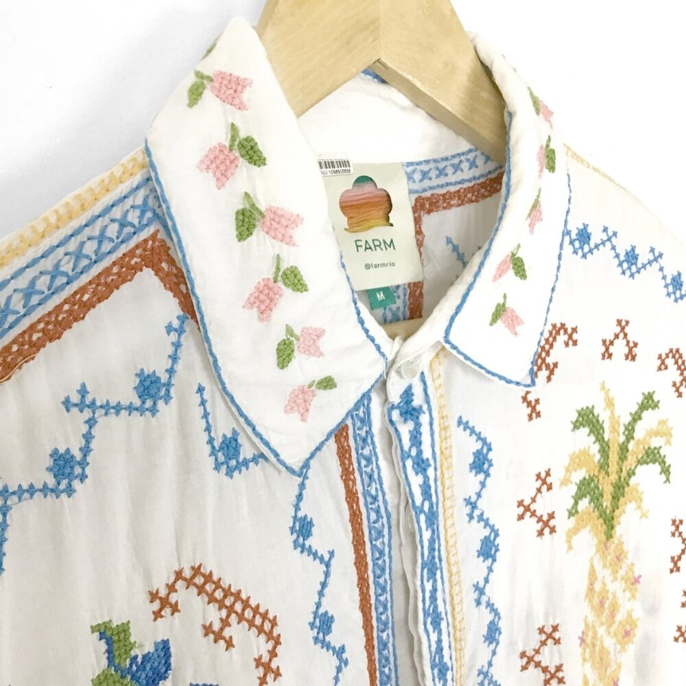 Farm Rio Embroidered Cotton Blouse - Picture 6 of 15